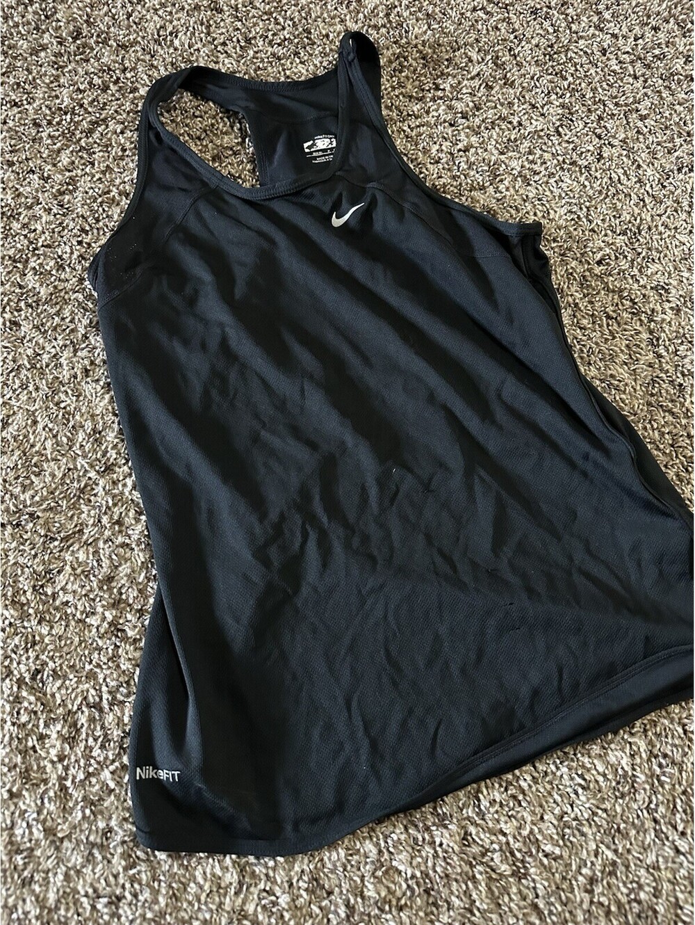 Nike Fit Women’s Black Racerback Tank Top S Breathable Mesh Scoop Neck